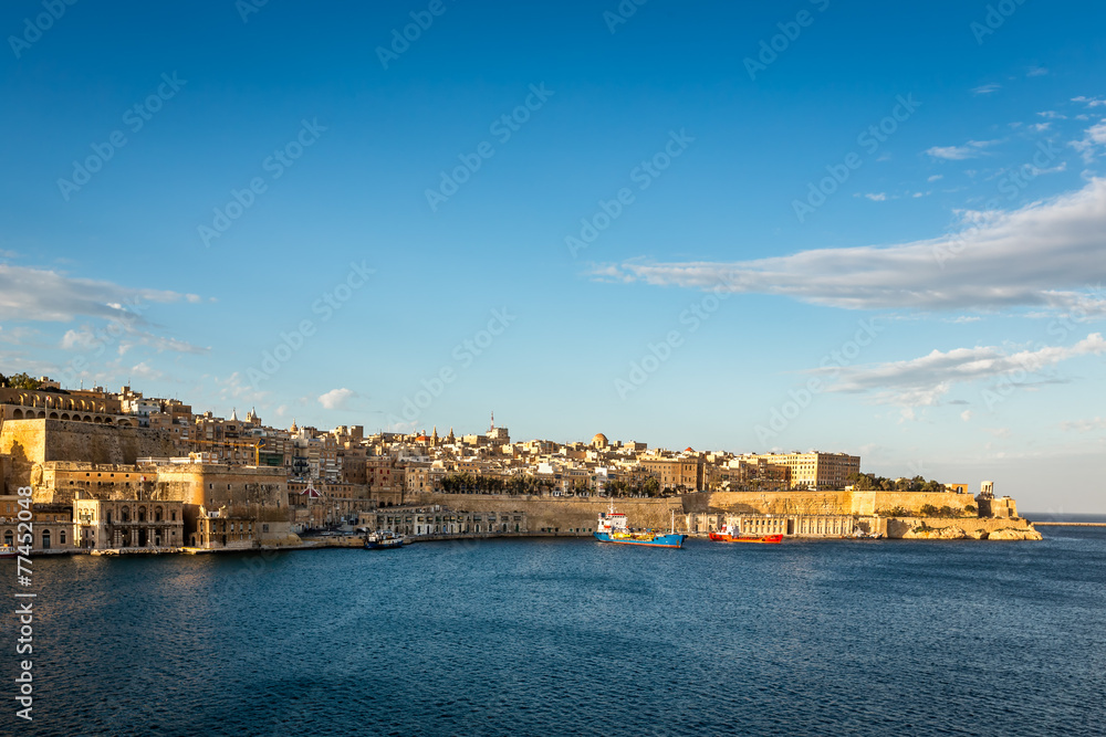 View on Valletta and Grand Harbour in the Evening, Malta