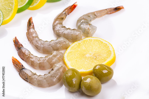 Raw shrimps photo