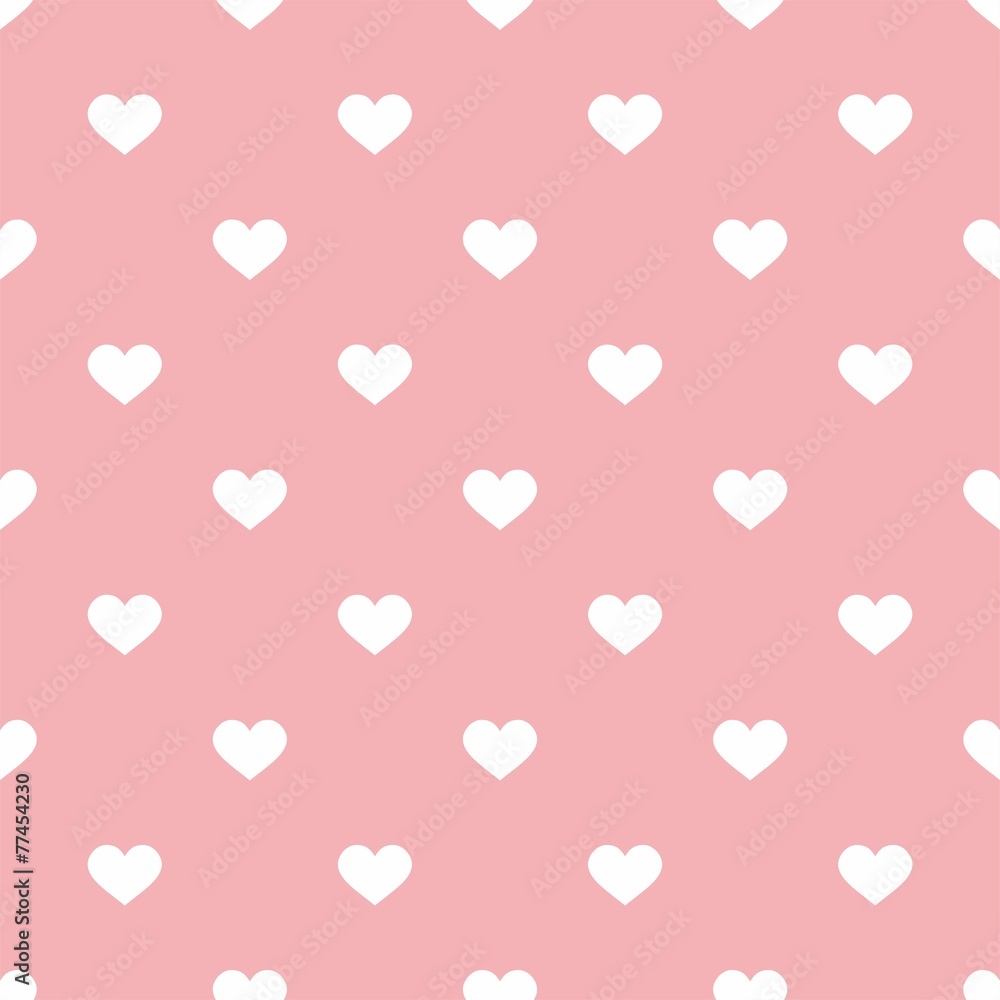 Tile vector valentines pattern white hearts pink background