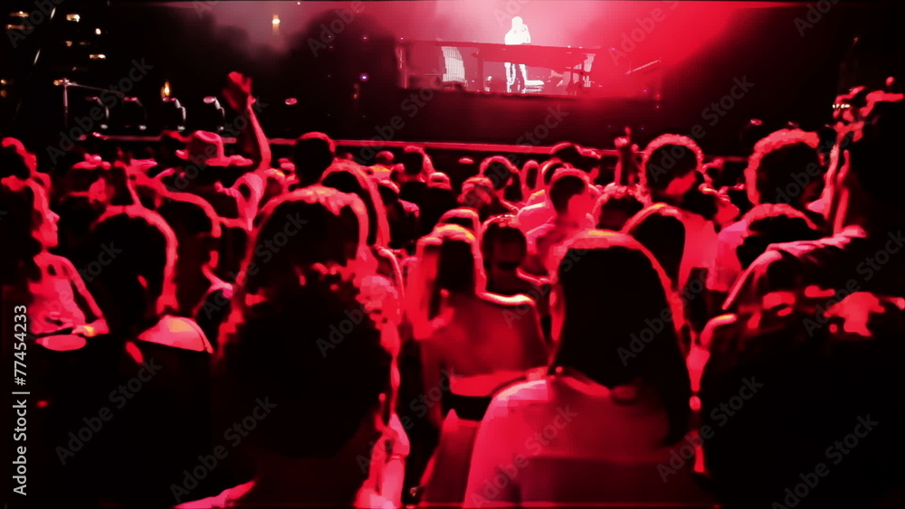 Shot of the crowd on the concert with added animation effect Shot of the crowd on the concert with added animation effect