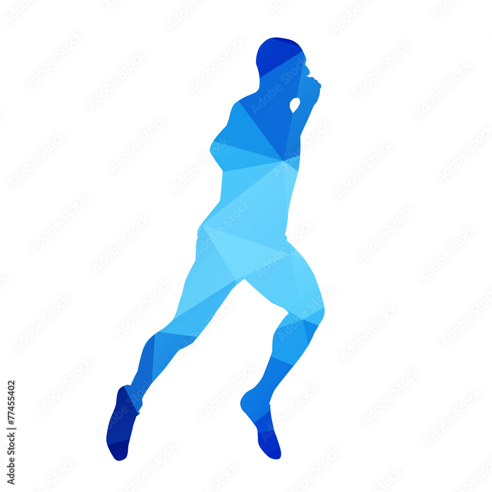 Blue geometrical abstract vector runner