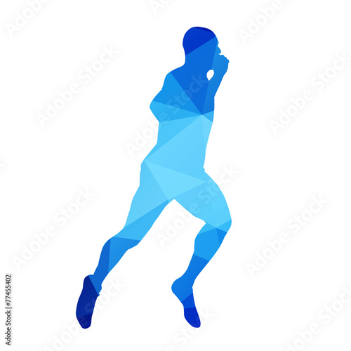 Blue geometrical abstract vector runner