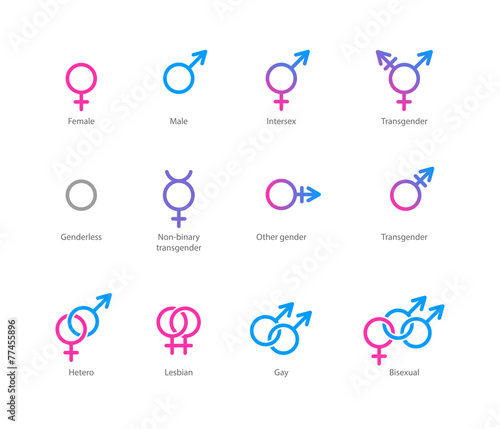 Gender symbol icon set