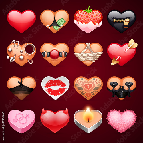Set of Vector Sex Hearts Icons