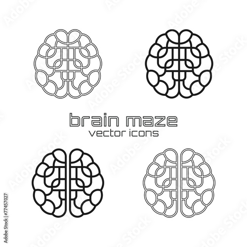 Set of brain maze icons