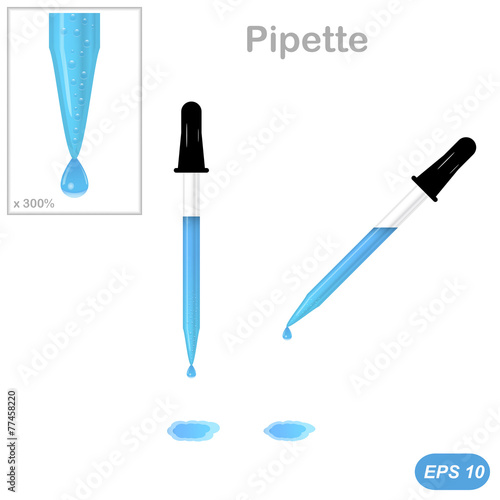 Pipettes with a drop on the tip - lab glassware