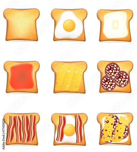set icons toast vector illustration