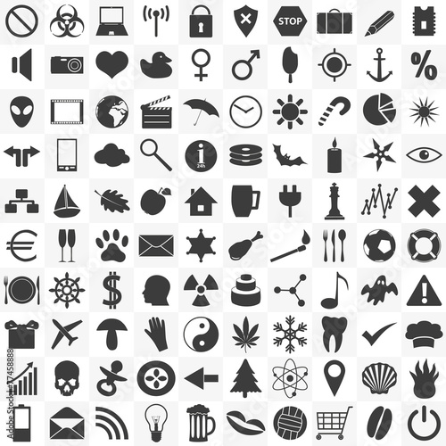 set of 100 general various icons for your use eps10