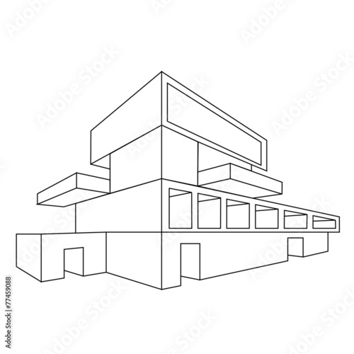 2D perspective drawing of a house