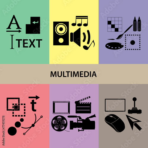 various multimedia icons and symbols set eps10