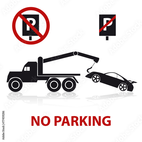 no parking symbols with car and signs eps10