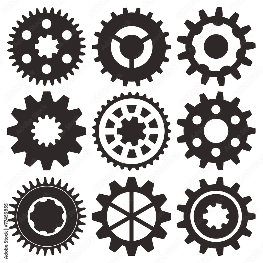 Vector collection of gear wheels Vector collection of gear wheels