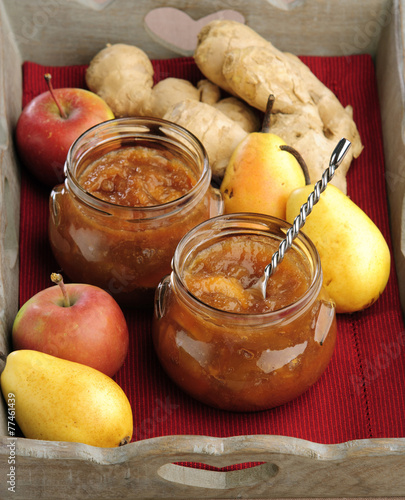 jam pear apples ginger photo