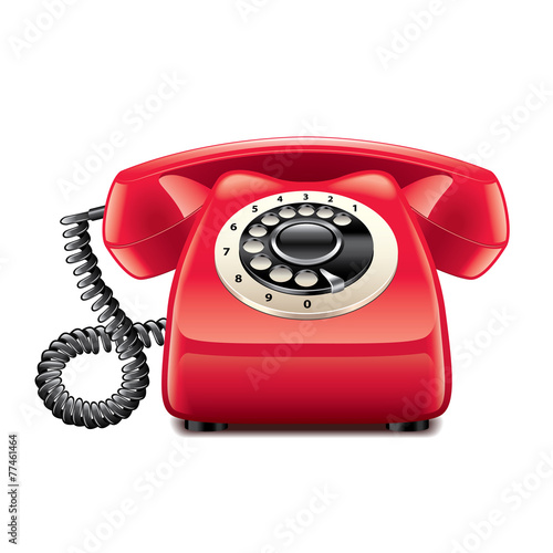 Retro red phone isolated on white vector