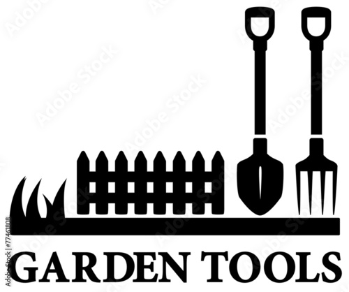 black gardening symbol with tools