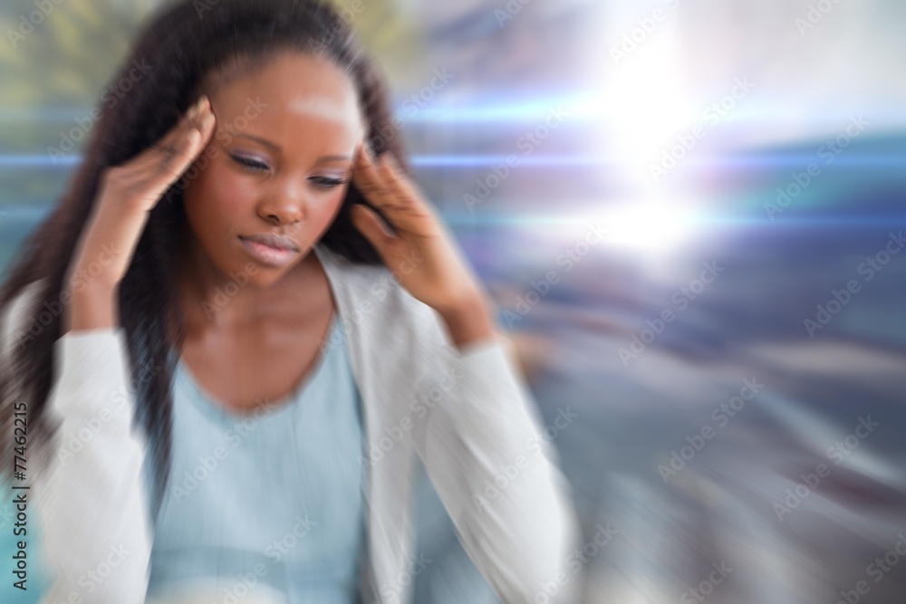 Composite image of woman with headache Composite image of woman with headache