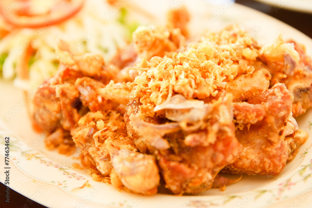 Fried pork with garlic. Fried pork with garlic.