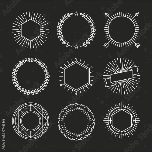 Vector set of outline emblems and badges