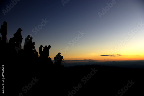 Silhouette view of the sunset at Chiang Dao mountain, thailand