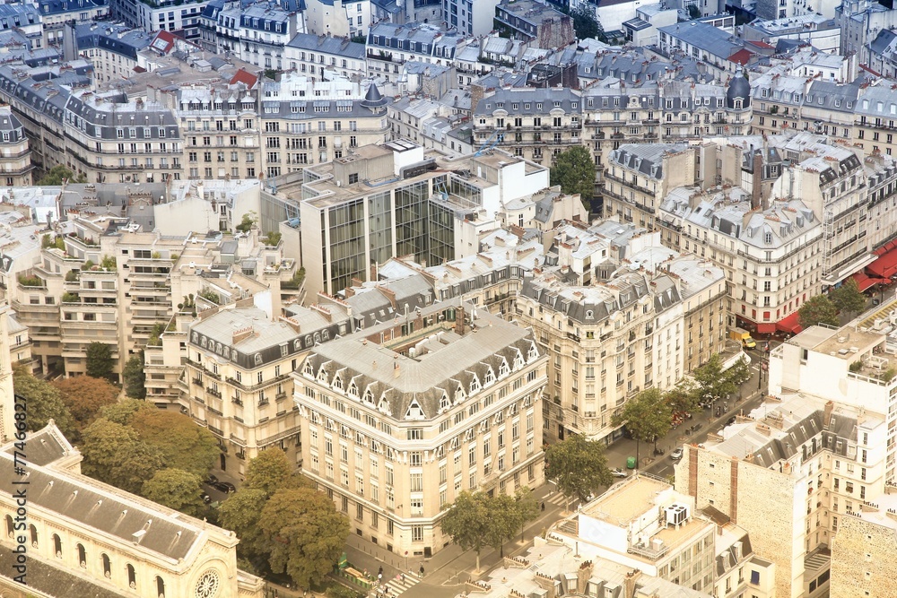 Paris - retro aerial view