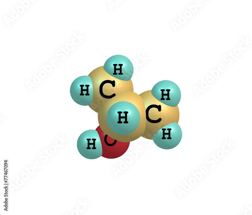 Isopropanol molecule isolated on white photo