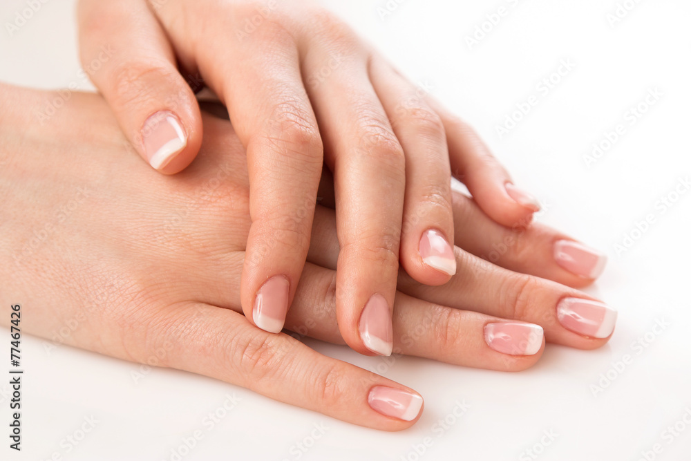 Hands with french manicure Hands with french manicure