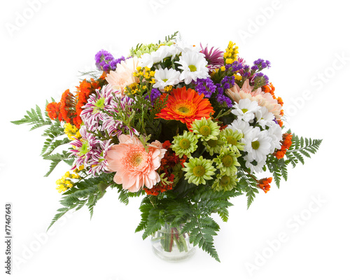 Fotografia, Obraz Mixed flowers flower bunch in a vase