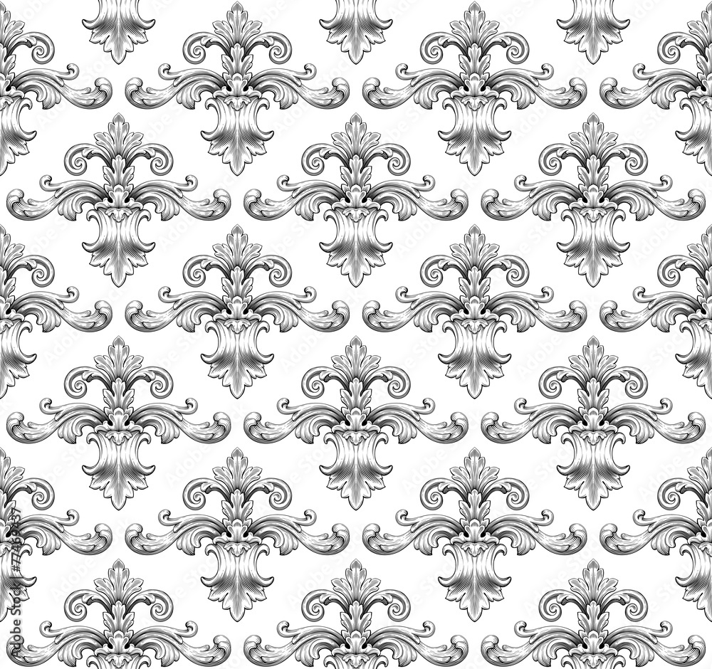 Vintage baroque damask seamless pattern vector