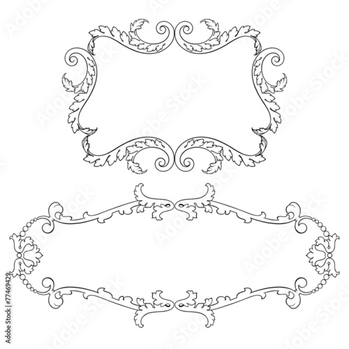 Vintage baroque frame set scroll ornament vector