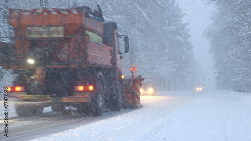 Winter Night Driving - Snowplow - color graded
