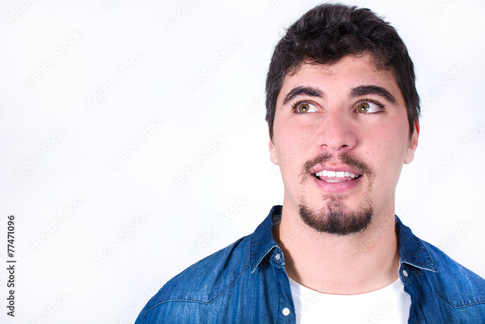 Handsome man looking up Handsome man looking up