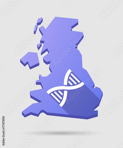 UK map icon with a DNA sign