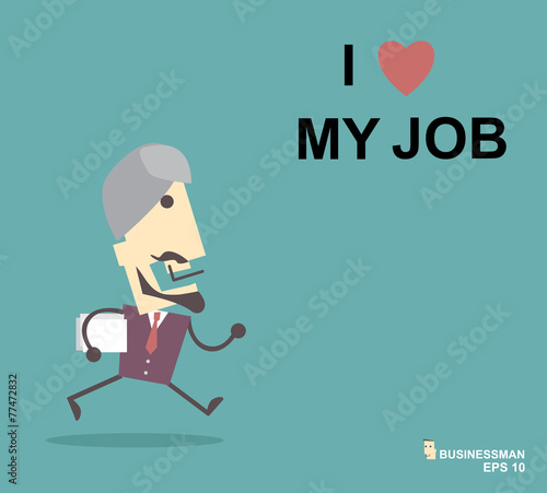 Happy business muslim man. I love my job business concept. Vecto