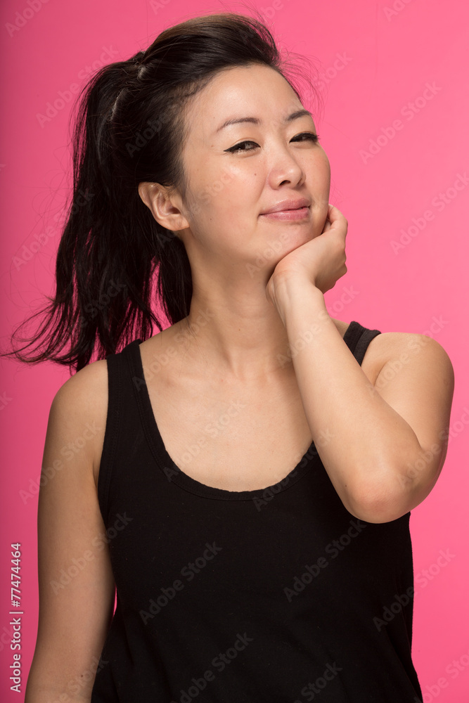 Fototapeta premium Young Asian woman smile face portrait