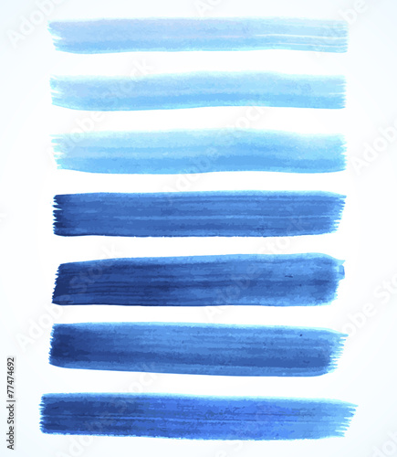 Set of blue watercolor brushes