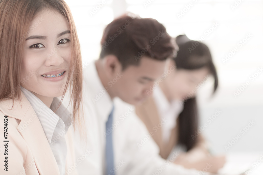 Business people discussing the charts and graphs showing the res Business people discussing the charts and graphs showing the res