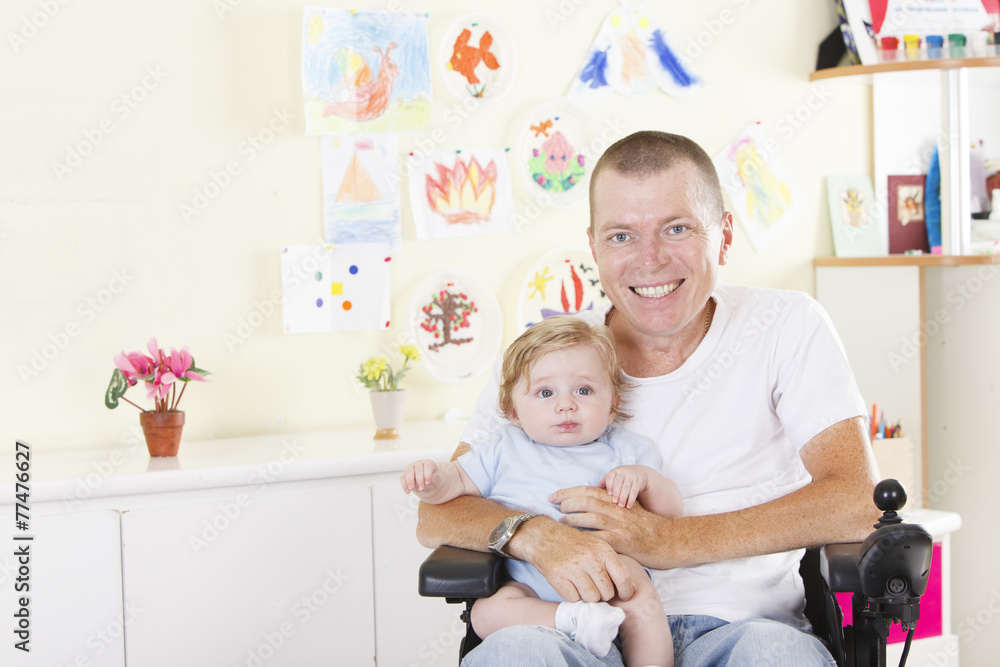 Fototapeta premium Disabled man with his son