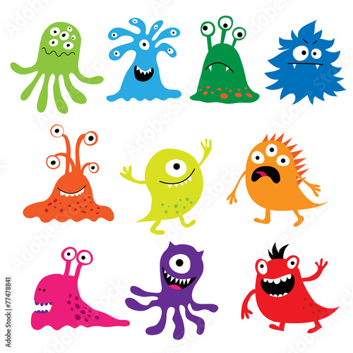 Set with colorful funny characters monsters