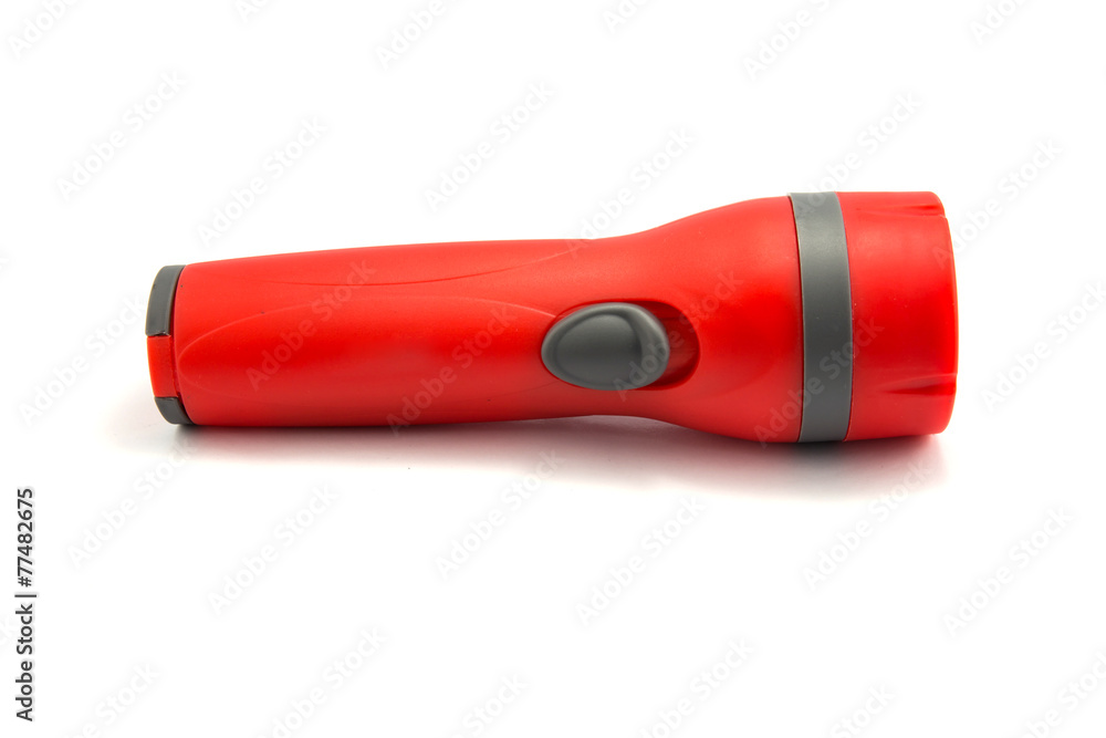 plastic torch flashlight isolated on white back ground plastic torch flashlight isolated on white back ground