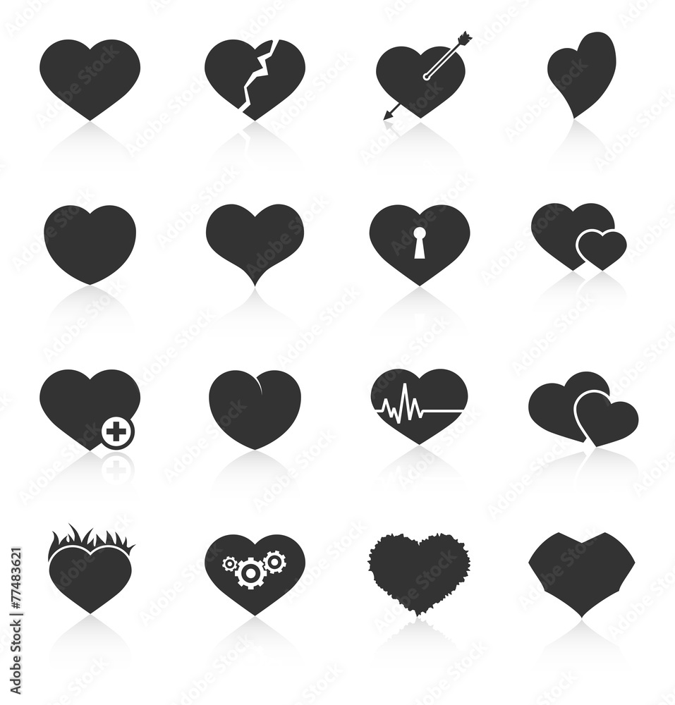 Set of abstract heart icons Set of abstract heart icons