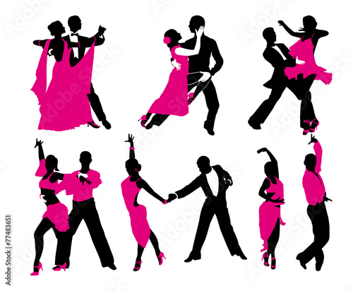 vector set of six dancing couples