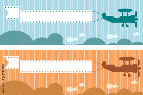 retro airplane silhouette with banner