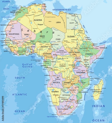 Africa - Highly detailed editable political map.