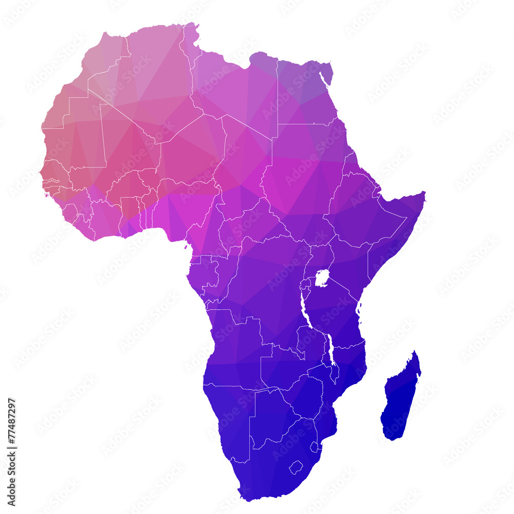 Fototapeta premium Africa in the color triangle. Vector. 1