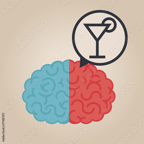Left & right human brain illustration: party
