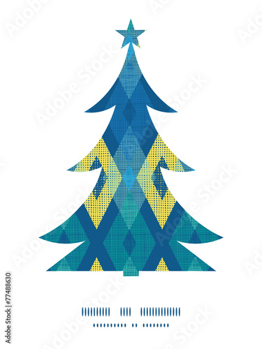Vector colorful fabric ikat diamond Christmas tree silhouette