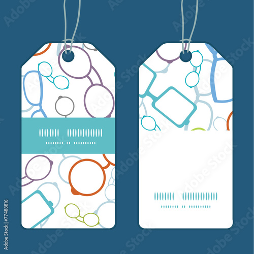 Vector colorful glasses vertical stripe frame pattern tags set