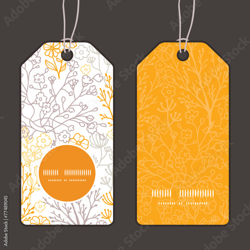 Vector magical floral vertical round frame pattern tags set