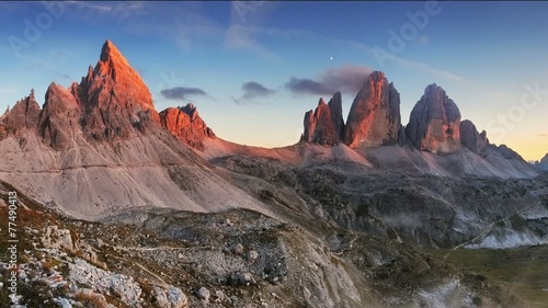Dolomites mountain in Italy at sunset - Tre Cime di Lavaredo