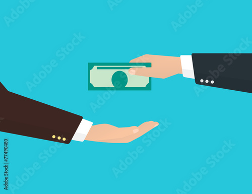 Businessman takes money from another businessman